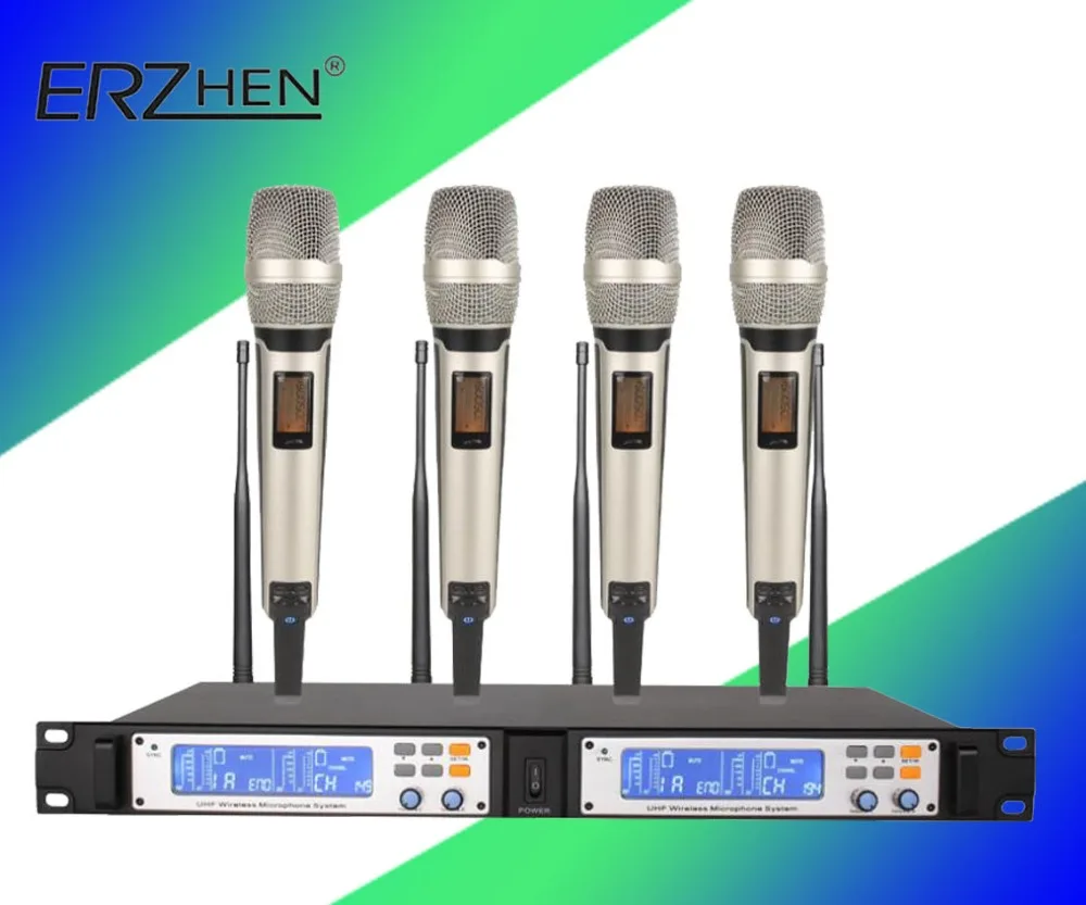 ERZHEN ER-9000 беспроводной микрофон профессиональная сценическая производительность четыре портативное караоке Беспроводная микрофонная система