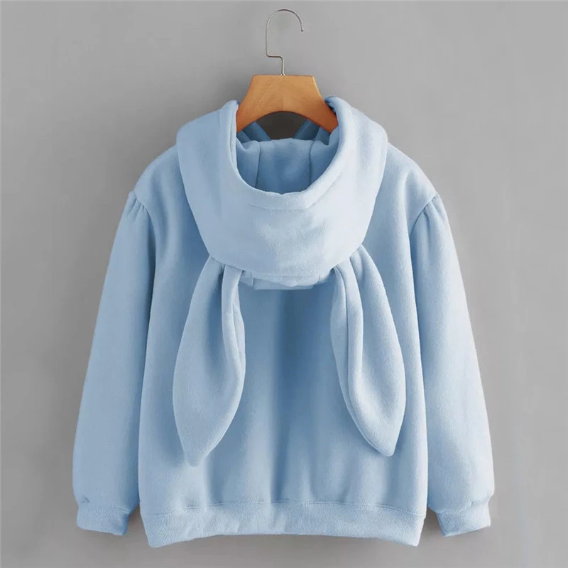  Womens Rabbit Ear Girl Long Sleeve Hoodies Sweatshirt Autumn Winter Cotton Hooded Coat Lovely Femal