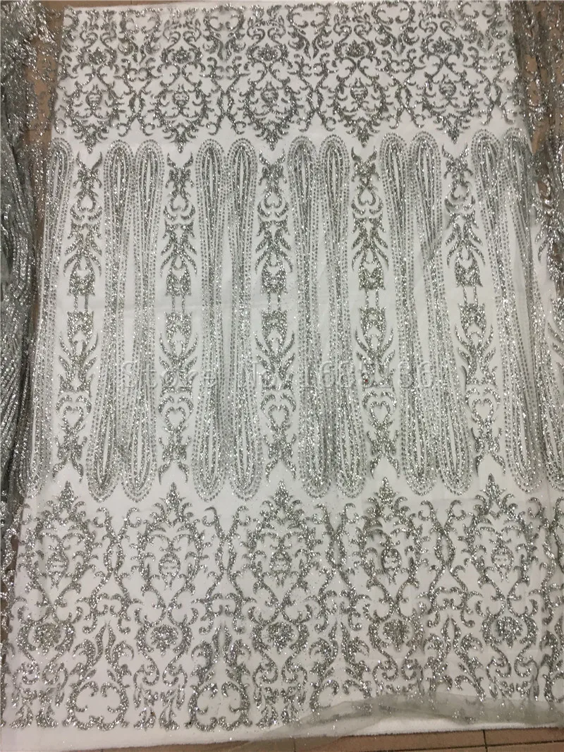 

Высококачественная блестящая кружевная ткань с блестками, блестящая французская сетчатая кружевная ткань для вечернего платья