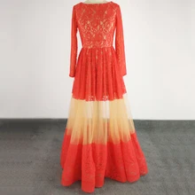 Best Streetstyle lnfashion Red White High Low See Through Bottom Long Sleeve Lace Evening Gown New Years Eve Dresses red eve
