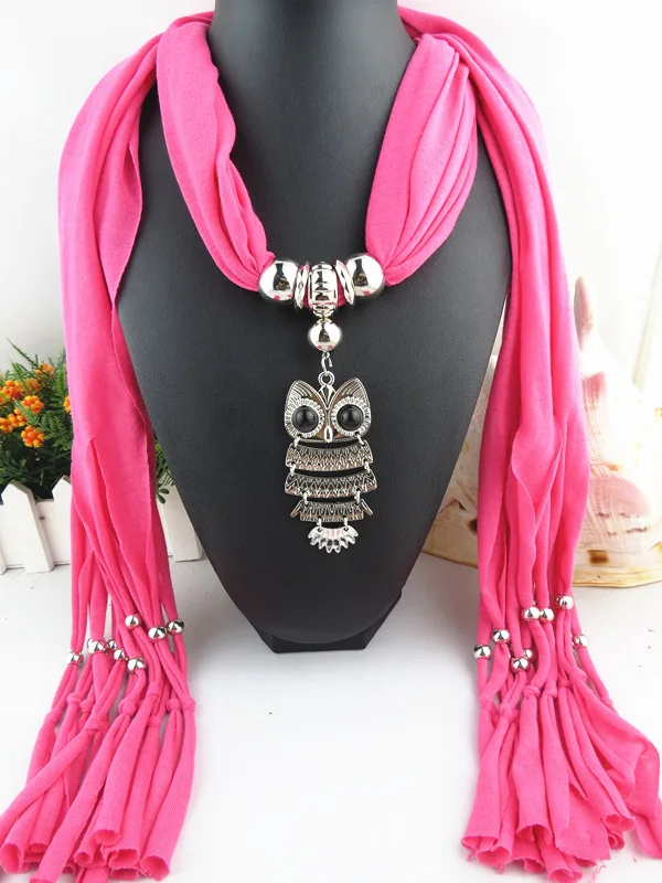 RUNMEIFA шармы шарф форма капли ювелирные изделия кулон шарфы для женщин сплошной цвет ожерелье из полиэстера женские шарфы для шеи - Цвет: 12