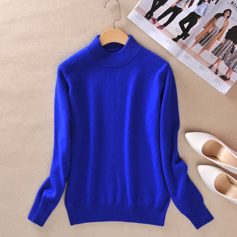 Winter Knitted Sweater Women Half-high Collar Long Sleeves Sweater Female Caual Bottoming Shirt Slim Sweater Plus Size 3 XL