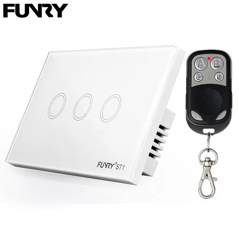 

FUNRY US 3 Gang Smart Remote Control/Touch Screen Switch Lamp Interruttore Wifi Wireless Home Automation 110-240V RF 433MHz