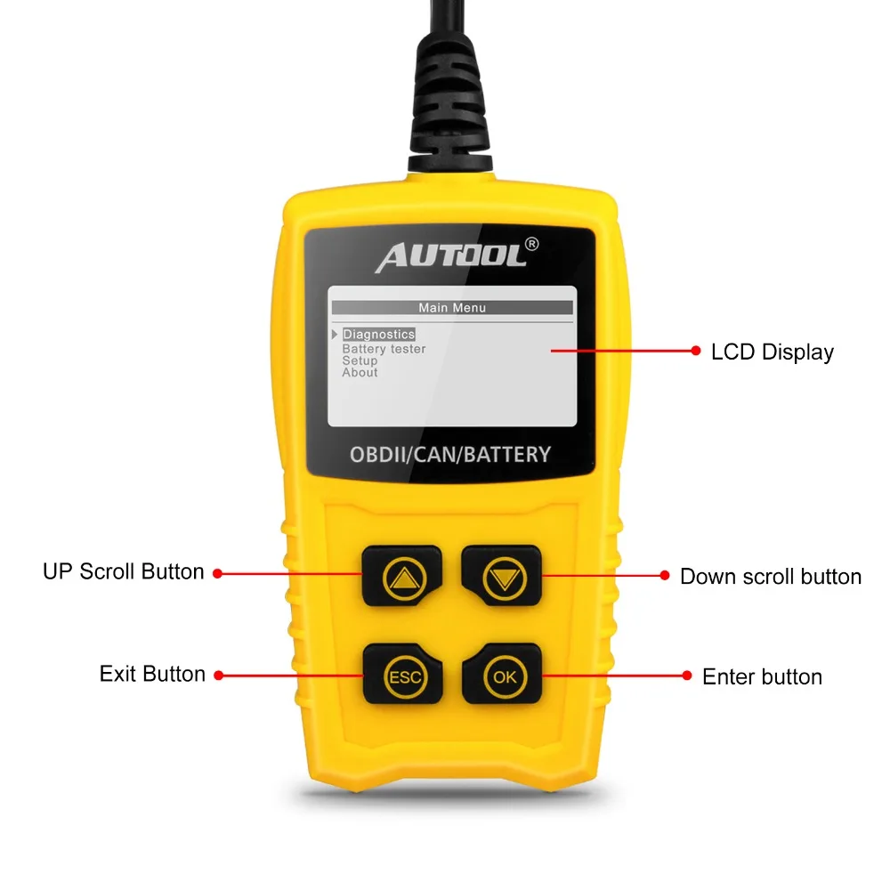 AUTOOL CS330 OBD Автосканер автомобильный считыватель кода obdii 12 V Диагностика