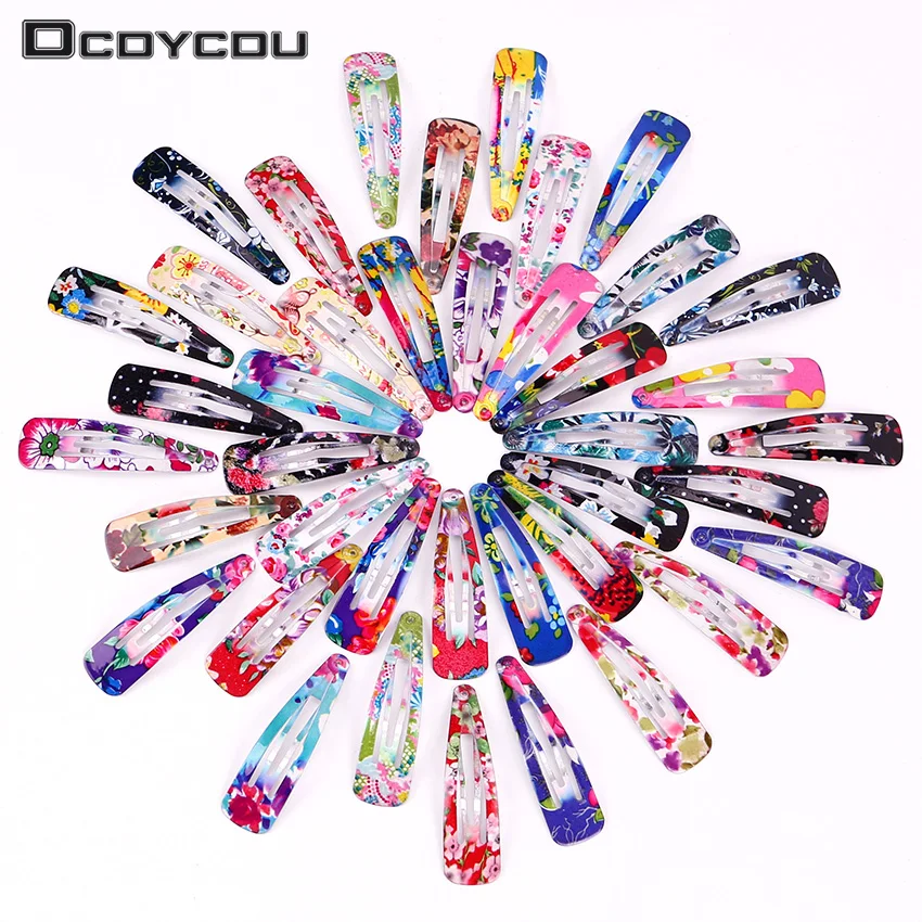

10PCS/Set Fashion Water Droplets Shapes Kids Print Floral Colorful Hairpins Girls Children Cute Hair Clips Hair Accessories