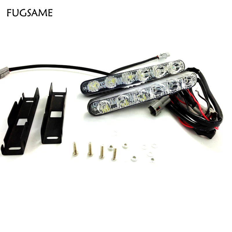 

FUGSAME 2017New Update 12W LED Daytime Running Light Switch waterproof 6LED DRL Car Driving Fog light Lamp 12w high super lighti