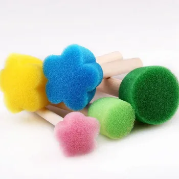 

5Pcs Creative Sponge Brush Children Art DIY Painting Tools Baby Funny Colorful Flower Pattern Drawing Toys Gift