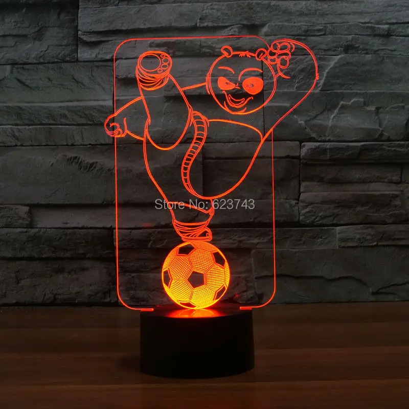 

8pcs/lot 7 Color changing 3D Flashing Kung Fu Panda Acrylic LED Bear Night Light with USB power multicolor table Lamp of 3D LEDS
