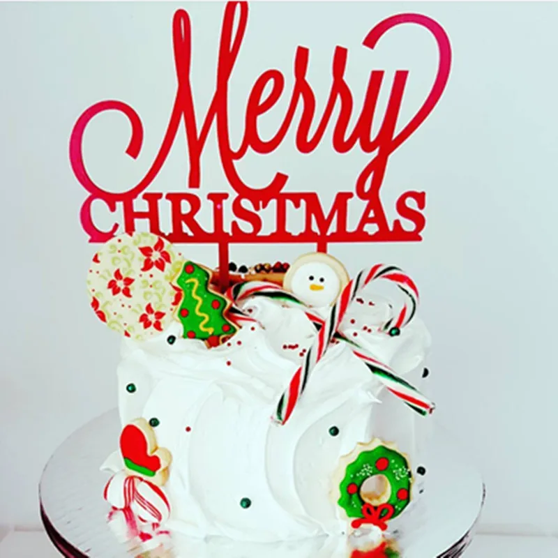 Счастливого Рождества акриловый торт Топпер "Хо" буквы акриловые украшения для кексов для вечерние рождественские торты украшения Рождество - Цвет: 4