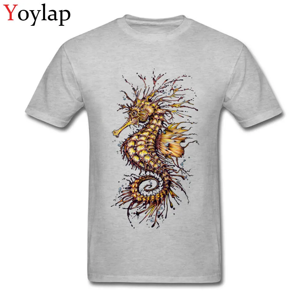 100% Cotton Tops Tees SEAHORSE for Boys Printed T Shirt Summer 2017 Fashion Round Neck Short Sleeve Tee-Shirt Top Quality grey