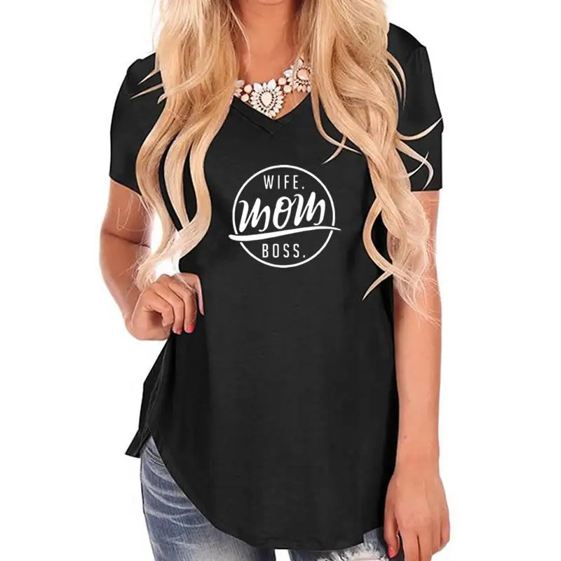 

Dropshipping 2019 New Arrivals Fashion Wife MOM BOSS Print Shirt Harajuku T-Shirt Female Funny Tops For Women