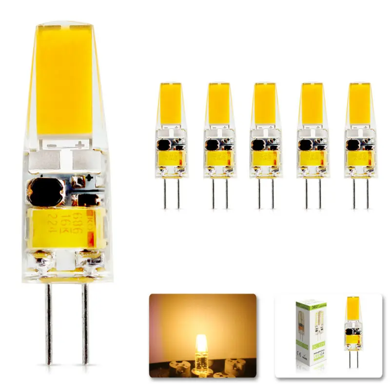 

5Pcs/lot G4 AC DC 12V Led Sapphire COB bulb Lamp Dimmable Replace halogen lamp light 360 Beam Angle luz lampada 3W 6W led