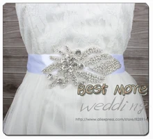 Hot Selling Rhinestones Applique Evening Dress Belt Bridal Sash for Wedding and Party Handmade with 400cm Lenght Ribbon