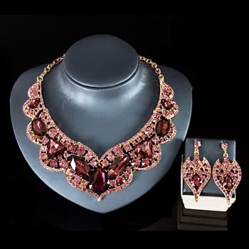 

LAN PALACE african necklace Glass parure bijoux femme mariage necklace and earrings for wo'men free shipping