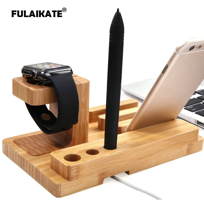 Подставка FULAIKATE из бамбукового дерева для iPhone 7 Plus настольная подставка Apple Watch