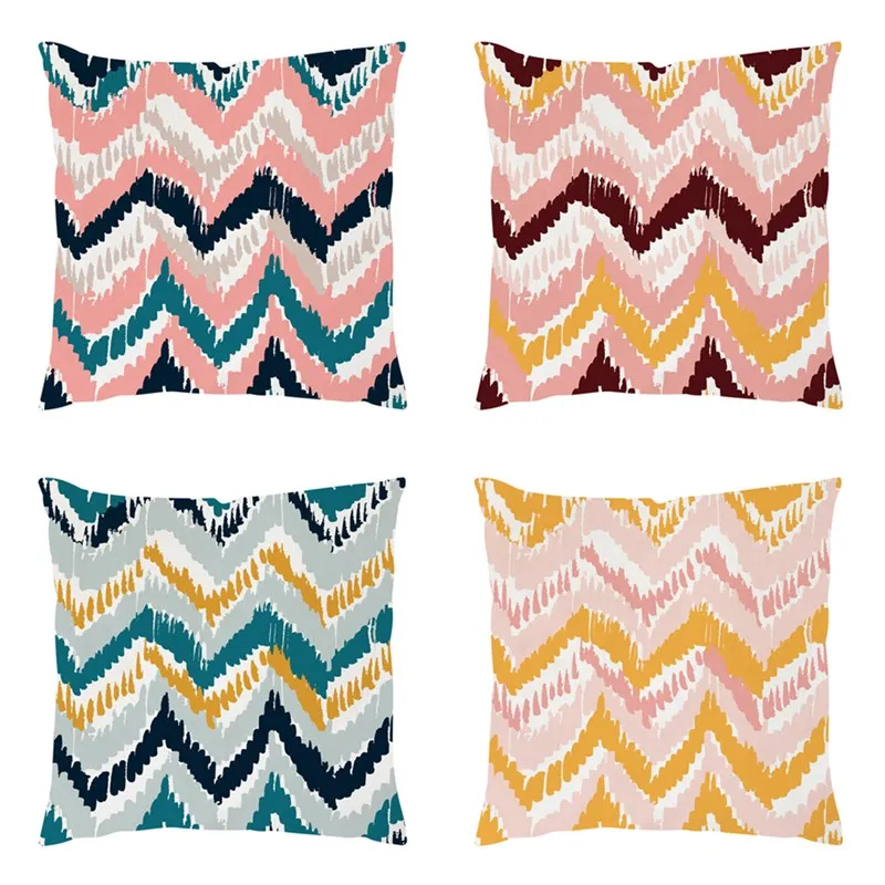 Hand-painted Indian Indigenous Geometric Linen Printed Cushion Cover Pillowcase Square 45*45cm Home Sofa Seat Decor Sh G5715 | Дом и сад