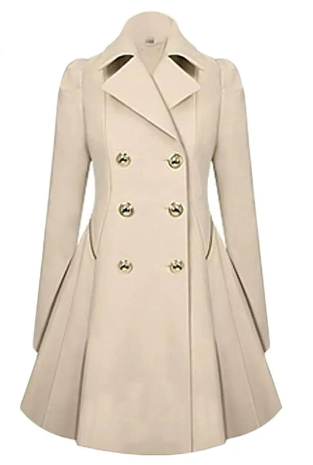 Women's Classic Double Breasted Flare Slim Trench Coat -in Trench from ...