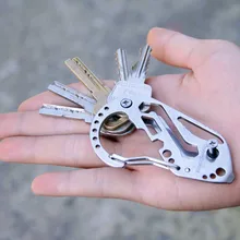 Outdoor camping EDC Tool Multi Function Keychain Screwdriver Wrench Carabiner Stainless steel self defense