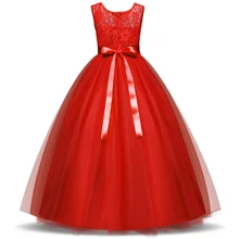 Детское платье с цветочным узором для девочек длинное фатиновое вечернее платье для свадьбы, праздничная одежда детское кружевное платье принцессы для девочек-подростков 10, 12, 14 лет