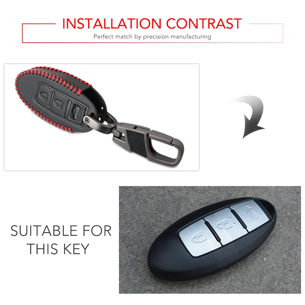 3 Buttons Car Key Leather Case for Nissan TEANA Qashqai Juke Key Bag Cover Protector Fob Car-styling key case cover key case