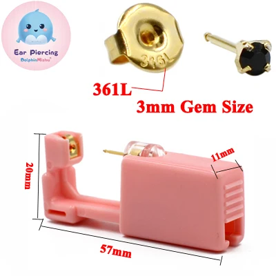 1Unit More Safe Even Charming Dolphin Mishu 316L Stainless Steel Sterlised Disposable Safety Ear Piercing Device Piercer Tool - Окраска металла: MS32-313