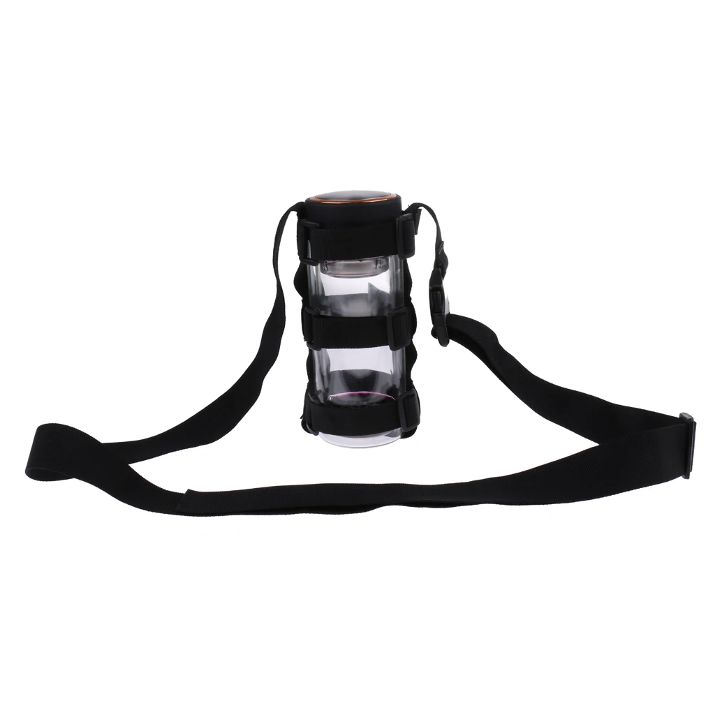 MagiDeal Durable Black Nylon Water Bottle Drink Kettle Cup Carrier Holder Cover & Adjustable Shoulder Strap - Universal Fit