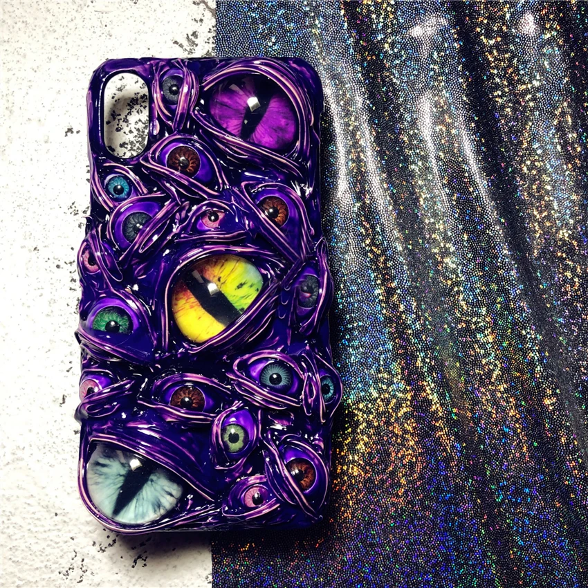 

3D Cartoon New Arrival Color Collision Terror Eyes phone case For iphone 6 7 8 Plus X XS XR Hardcore Soft TPU Back Cover case