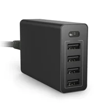 USB Type-C Premium 5-Port 40W USB Wall Charger PowerPort+ USB-C with Power Delivery for Nexus 5X / 6P and PowerIQ for iPhone