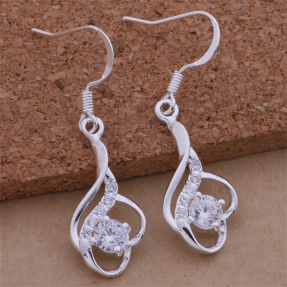 

ECODAY CZ Earings Fashion Jewelry Silver Color Earrings For Women Oorbellen Pendientes Mujer boucles d oreille femme