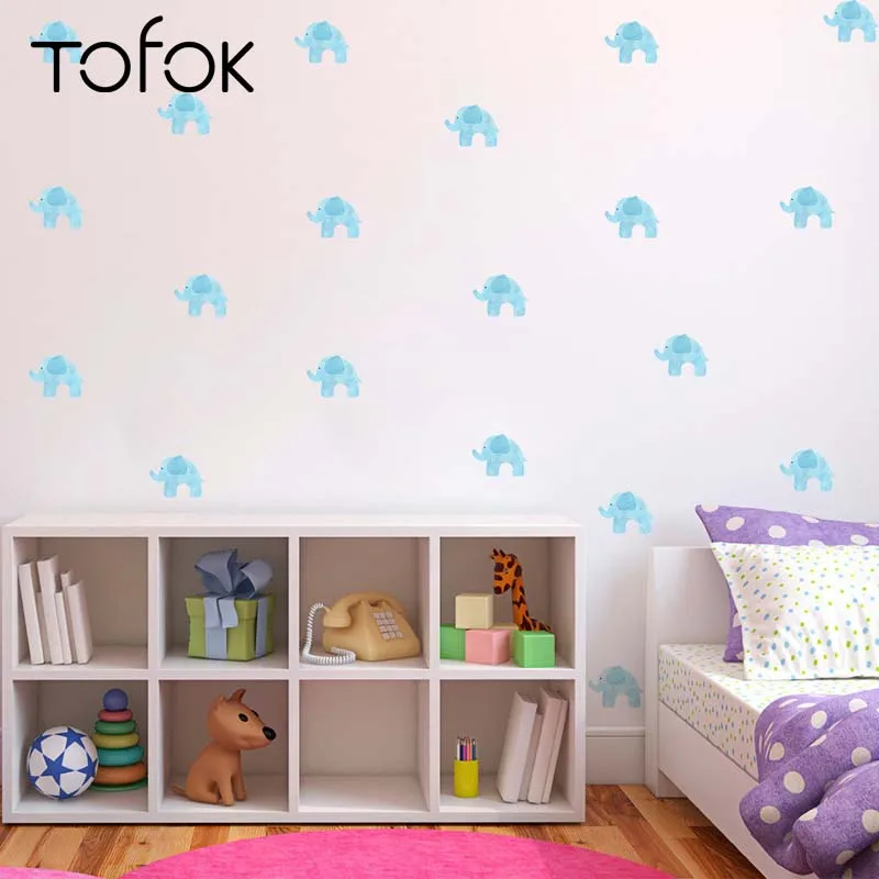 

Tofok 36pcs Blue Elephant Wall Stickers Baby Room Wall Decoration Stickers Children Room Living Room Wall Decal Adhesive Murals