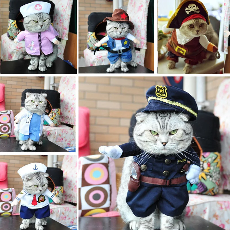 Funny Cat Clothes Pirate Suit Clothes For Cat Costume Clothing Corsair Halloween Clothes Dressing Up Cat Party Costume Suit 31A1