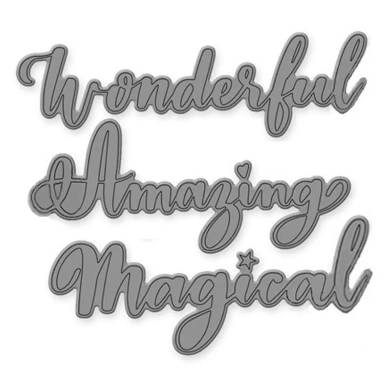

YaMinSanNiO Wonderful Amazing Magical Words Metal Cutting Dies New 2019 Dies Letters Scrapbooking for Card Making Craft Die Cut