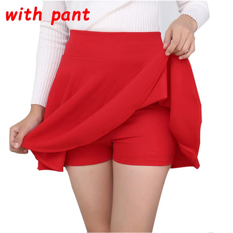 Red have pant M-5XL, Женская юбка-пачка большого размера, школьная короткая юбка, брюки, лето, 10 цветов, мини юбки с высокой талией, Faldas Mujer, Прямая поставка - Цвет: Red have pant
