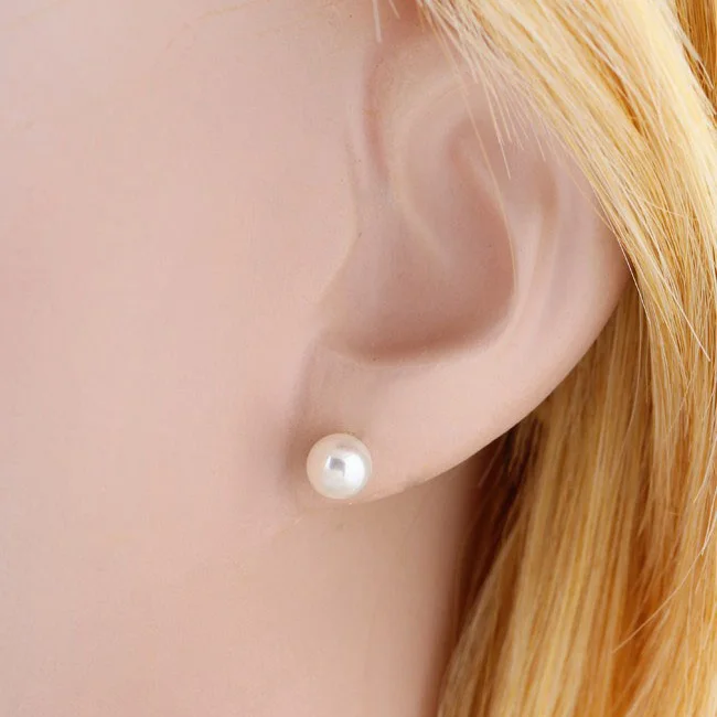 Женские серьги с белым жемчугом 8/5 мм|stud earrings|pearl earringswomen stud earrings |