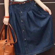 new lady a line denim skirts plus size loose casual women long jean skirts plus size