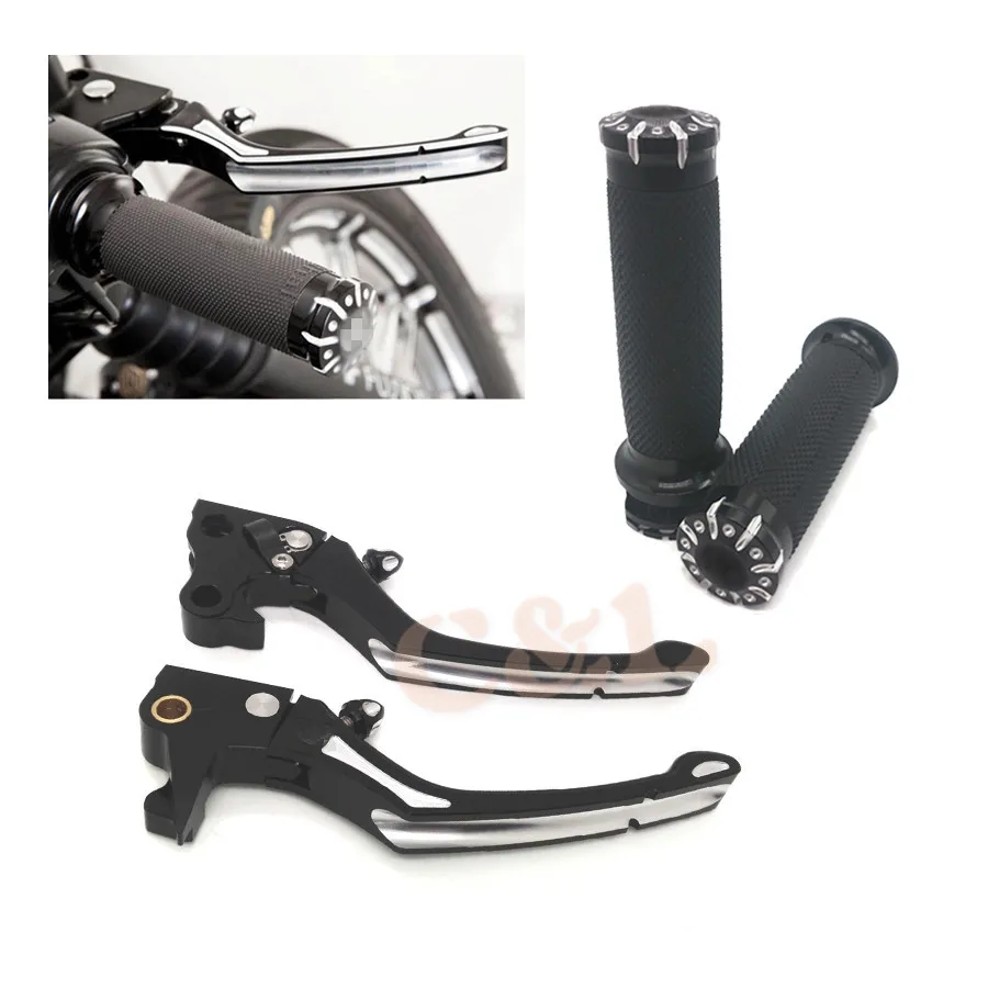 1"25mm Edge Cut Handle Bar Hand Grips With Cnc Adjustable Brake Clutch