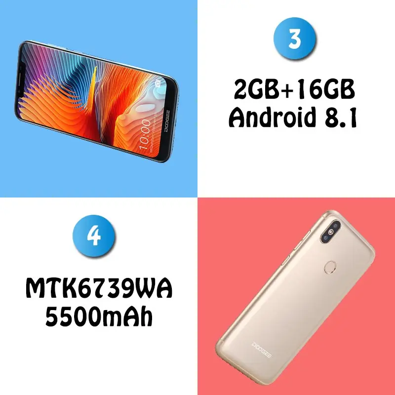 DOOGEE BL5500 Lite Android 8 1 мобильный телефон 5500mAh 6 19 &quot19:9 u образный экран MTK6739W 4G смартфон 2