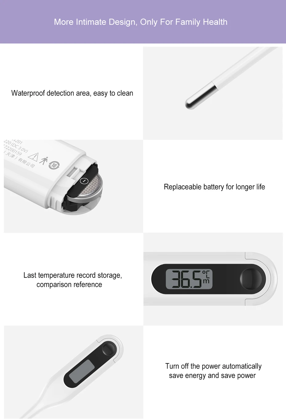 Original Xiaomi Medical Electronic Thermometer Lithium Battery Waterproof Temperature Head Body Temperature Fever Thermometers-77