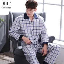 CherLemon Новая мужская Толстая стеганая Хлопковая пижама, зимняя теплая Пижама, теплая Повседневная клетчатая длинная домашняя одежда для мужчин, большие размеры