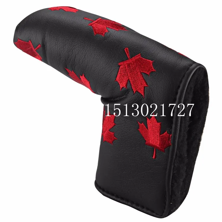 Golf Canada Red Maple Leaf Putter Cover Headcover Fits Scotty Cameron Ping Golf (Black)