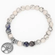 Faitheasy украшения натуральный белый сосновый синий точечный шарик ручной струны сплав Taiki Обрезка из пенделока бусины Энергетический Браслет