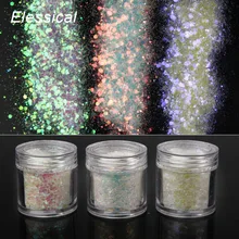 Беззеркальные голографические шестигранные блестки для ногтей, акриловая пудра, пыль, 3D украшения для дизайна ногтей, сделай сам, маникюрные блестки, блестки для ногтей