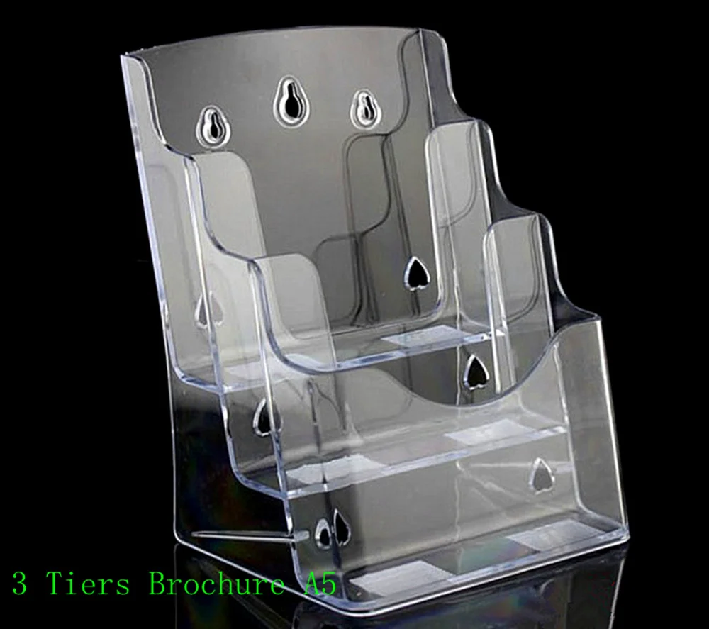 Clear A5 3 Tiers Plastic Brochure Literature Pamphlet Display Holder