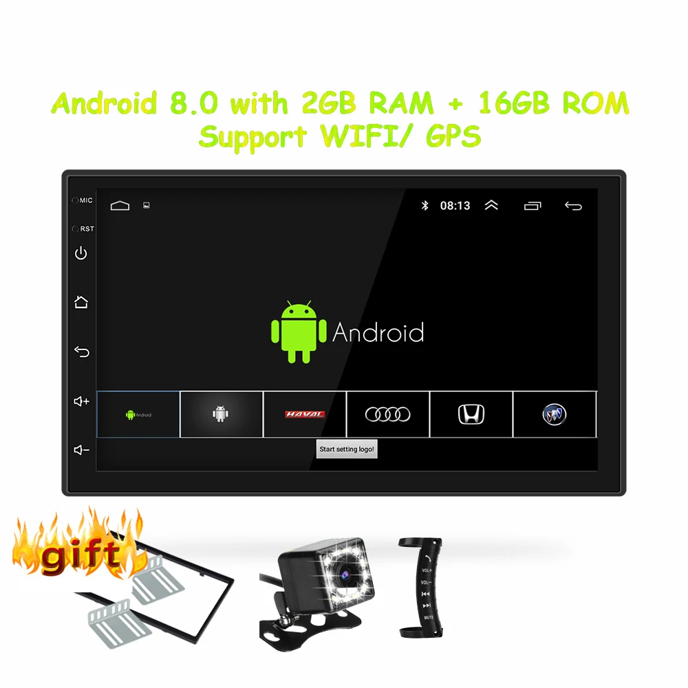 Android 8,0 Универсальное автомобильное радио 2 din автомобильное радио gps android 2 Гб ОЗУ+ 16 Гб ПЗУ dvd-плеер gps навигация wifi Bluetooth MP5 плеер - Цвет: 12 led all