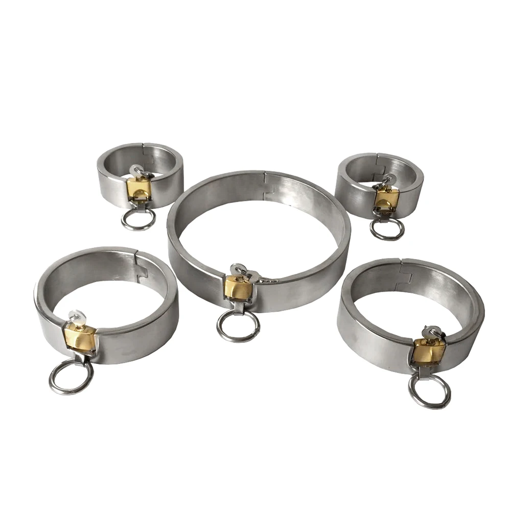 

Black emperor SM interest stainless steel handcuffs feet handcuffs collar three piece male female adult toy lock