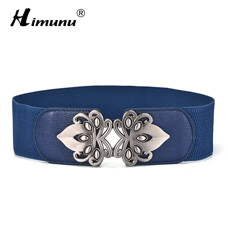 

[Himunu] Fashion Brand Cowskin Belts For Women Elastic Band Surface Patent Leather Woman Belt Leather Wide Women's Belts 5 Color