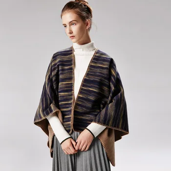 

TagerWilen Luxury Brand 2018 Women Winter Scarf Warmer Shawl Color Gradient Blanket Knit Wrap Cashmere Poncho Capes Pashmina 162