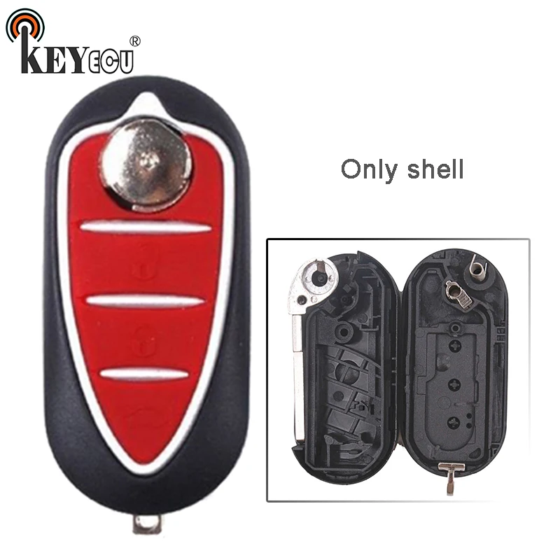

KEYECU 1x / 2x for Alfa Romeo Mito Giulietta 159 GTA Brera Replacement 3 Button Flip Folding Remote Key Shell Case Fob
