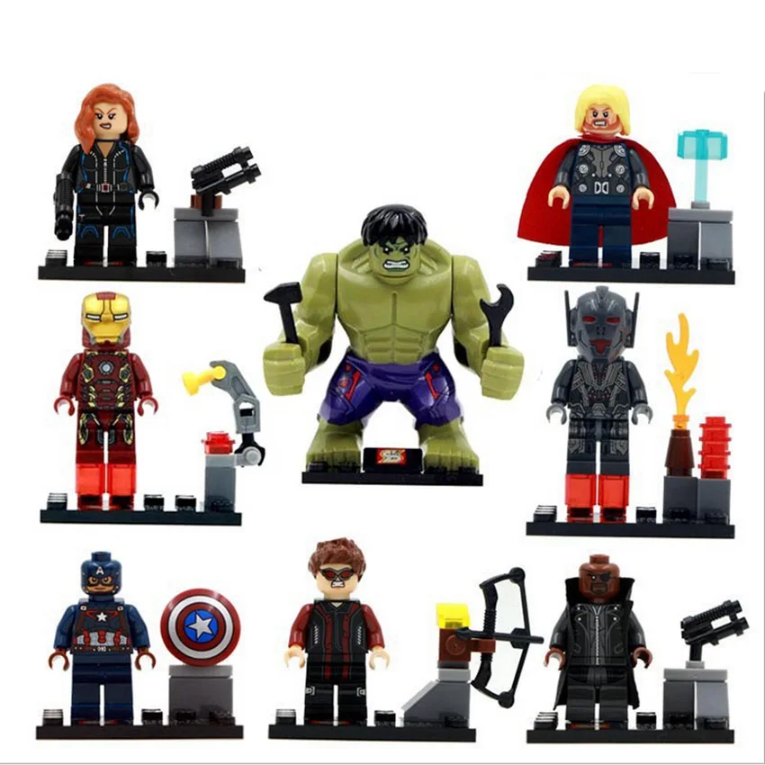 

8pcs Super Heros Marvel Avengers Infinity War Hunk Superman Action Figure Building Blocks Set Compatible with LegoINGlys Toys