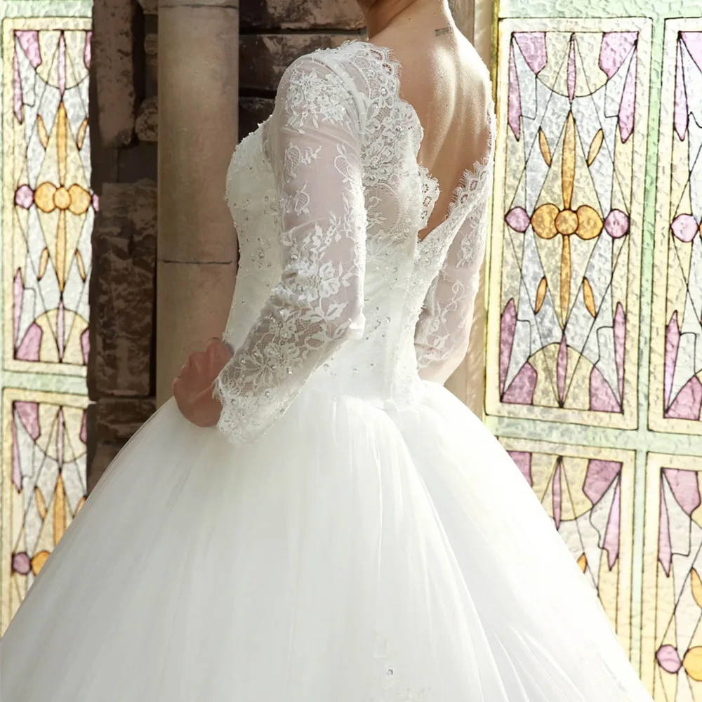 Свадебное платье SoDigne Vestido De Noiva романтическое кружево с нежные аппликации на заказ длинный рукав Расшитое бисером элегантное